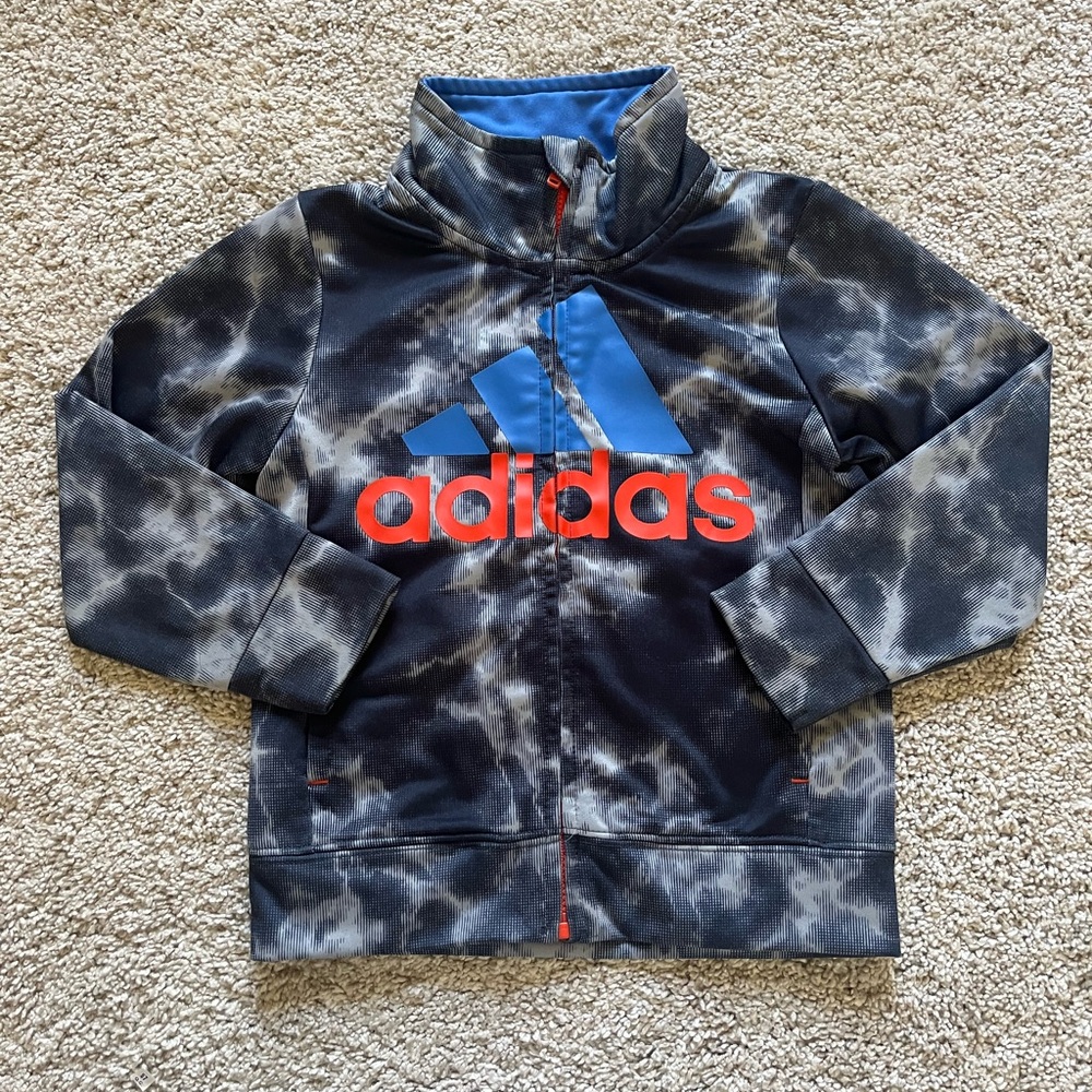 Adidas Boys Track Jacket Sweatshirt Navy Blue Gray Size 3T Toddler Logo